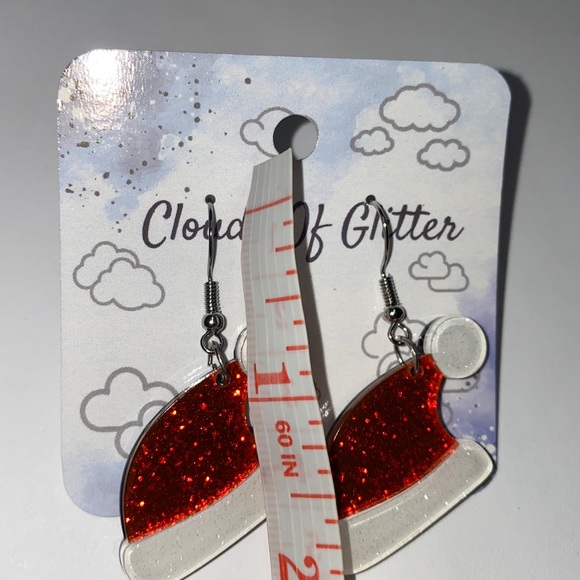 Glitter Santa Hat Earrings - Picture 2 of 2